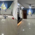 Dull homogeneous tiles restored to shine by R&S POLISHING PTE. LTD. in Singapore using professional tile polishing and restoration techniques.