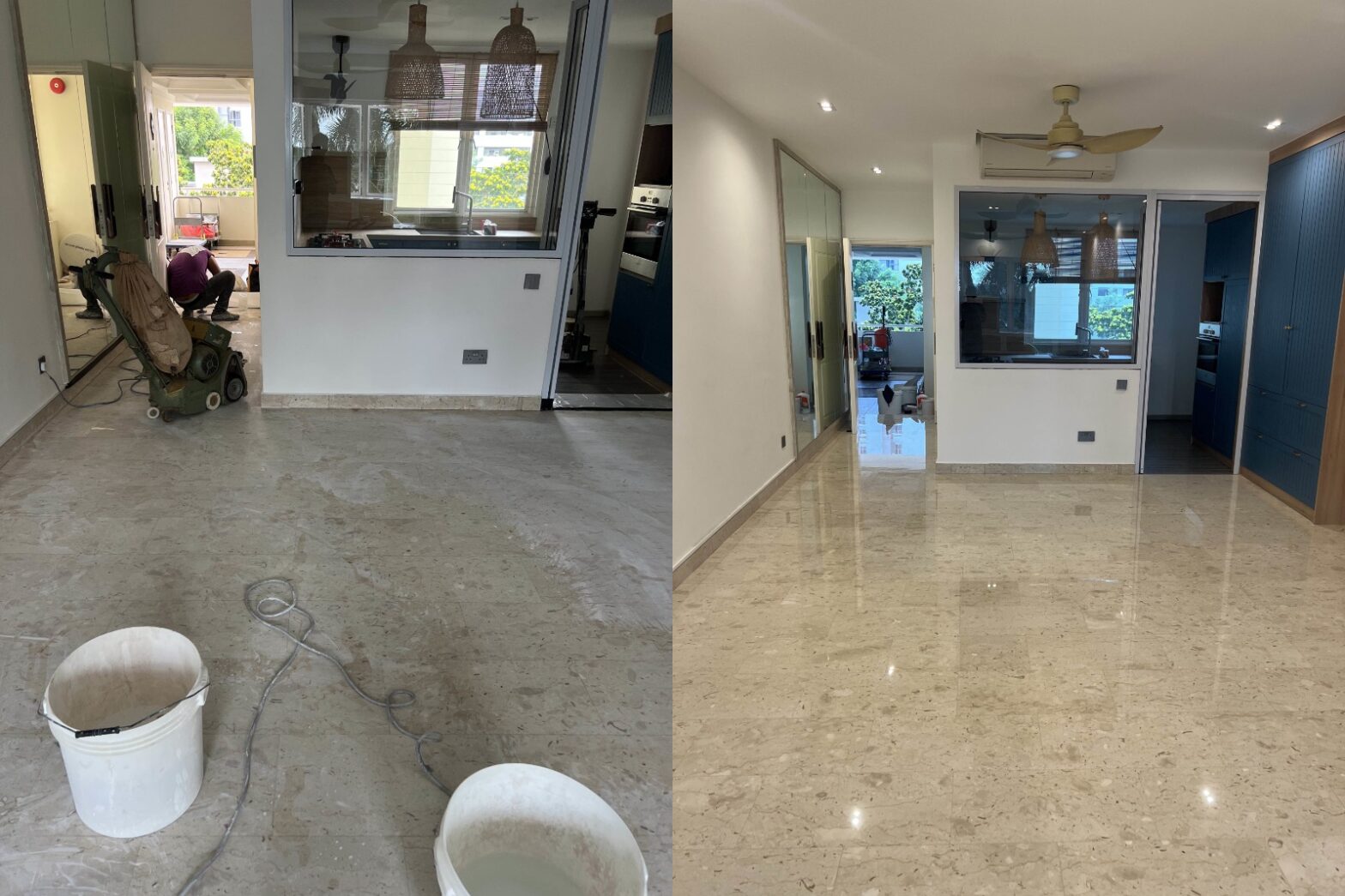 Affordable marble restoration service in Singapore by R&S POLISHING, bringing back shine and smoothness to worn marble floors.