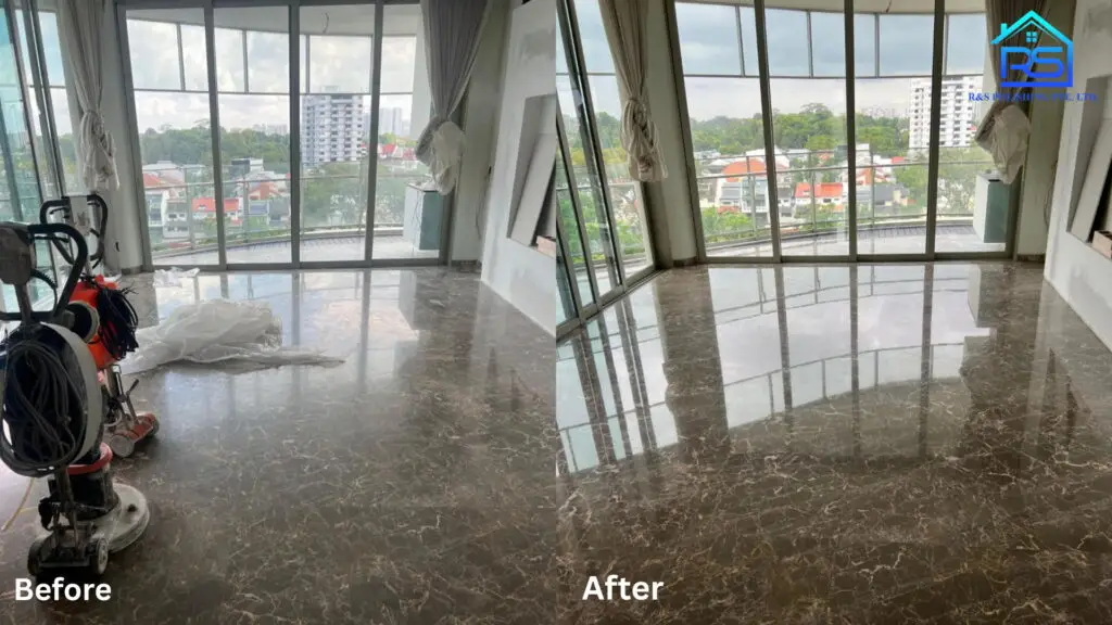 Professional marble polishing and restoration for floors and countertops in Singapore