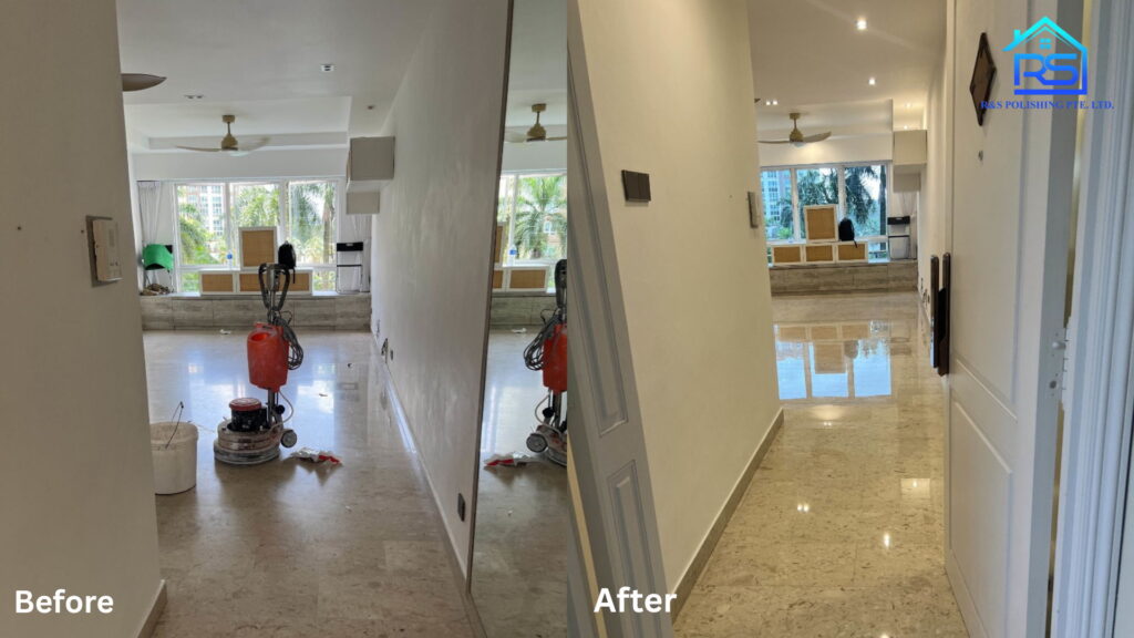 Professional marble polishing and restoration for floors and countertops in Singapore