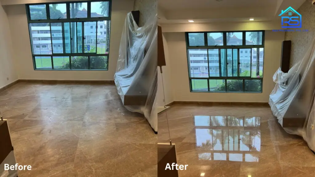 Professional marble polishing and restoration for floors and countertops in Singapore