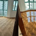 Professional parquet floor scratch removal service.