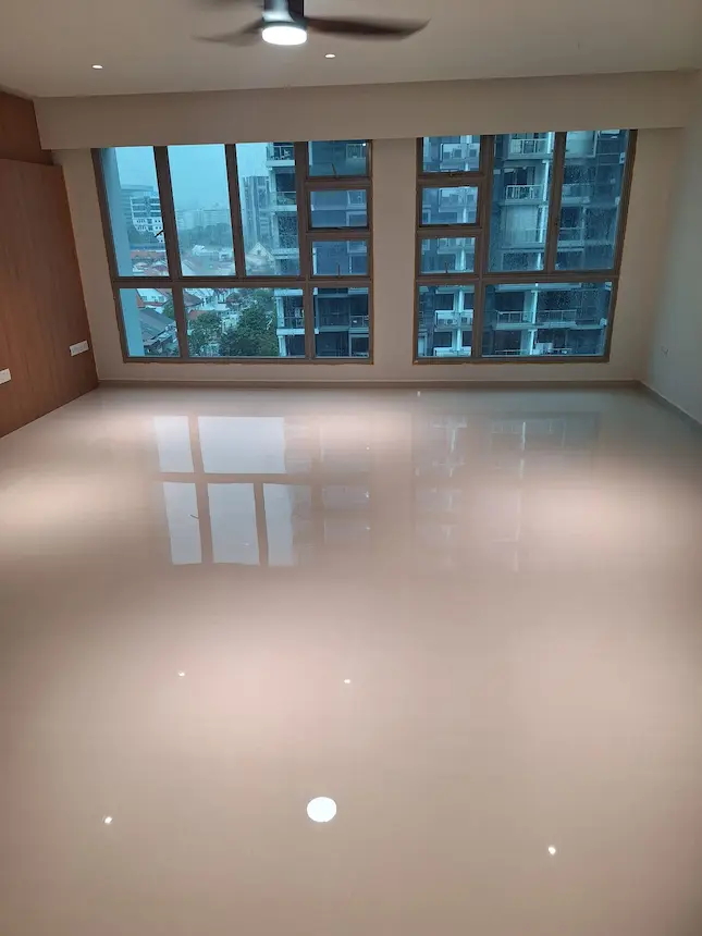 Premium Homogeneous Tiles Polish & Restoration Before and after of homogeneous tiles polishing service in Singapore removing dullness and scratches.